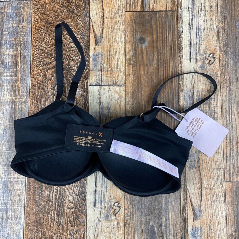 Savage X Fenty by Rihanna Women 32DD Caviar Black Soft N Savage Padded Demi Bra - Picture 10 of 16
